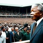 Mandela the Leader**

"A professional portrait of Nelson Mandela in a fully clothed, modest suit, addressing a crowd, appropriate attire, safe for work, perfect anatomy, natural proportions, professional photography, high quality, serious expression, resolute"

**
