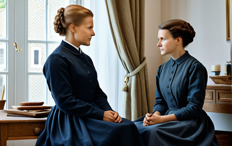 마리 퀴리 여성 과학자 - "A mobile X-ray unit during World War I, operated by Marie Curie in modest attire, helping wounded s...