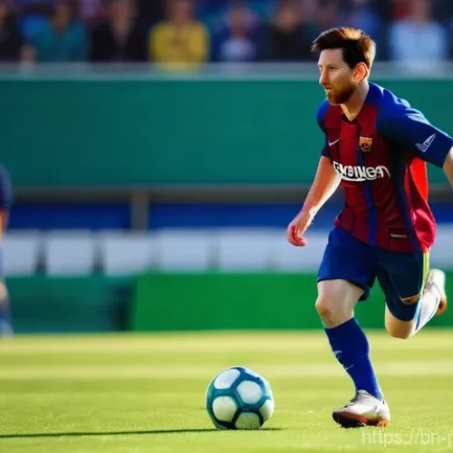 Home 26 리오넬 메시 축구 커리어 - **Prompt:** A young Lionel Messi, around 18-20 years old, with short hair, wearing a classic Barcelo...